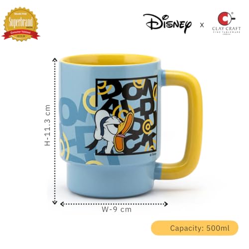 Image of Clay Craft - Official Donald Duck Print, Fine Ceramic Coffee Mug, 500 Ml | Cartoon Character Gift Mug for Kids & Adults | Microwave & Dishwasher Safe | Disney Licensed