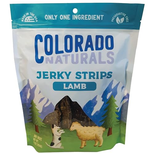 Colorado Naturals Lamb Jerky Strips Dog Treats 16 oz All-Natural Made in USA No Fillers or Preservatives Rich in Vitamins and Minerals