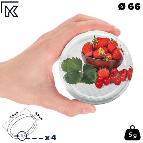 KADAX 50er Set Schraubdeckel TO66 ⌀ 66mm Sommerobst – Twist-Off Ersatzdeckel für 235-900ml Einmach- & Marmeladengläser… – Ansicht 3