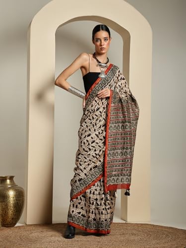 DESI VIDESI bagru printed silk saree in soft silk – image 3