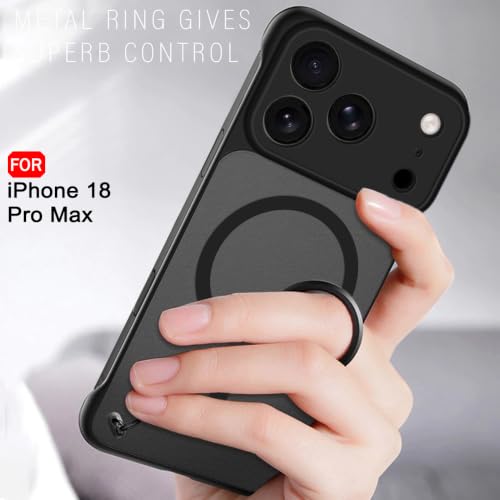 Image of TheGiftKart Hybrid Ultimate Slim Back Case Cover for iPhone XVIII Pro Max | Lightweight Profile | Frosted Matte Translucent Hard Back Case Cover (PC & TPU, MagSafe Compatible, Black Sides)
