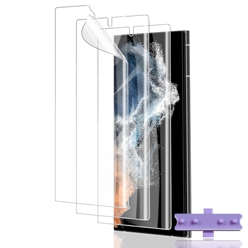 Euukzzea 3 Piezas Protector de Pantalla para Samsung Galaxy S22 Ultra, Película de Hidrogel Flexible HD, Reparar Automáticamente, Antihuellas, Sin Burbujas, Transparente, Ultra Resistente