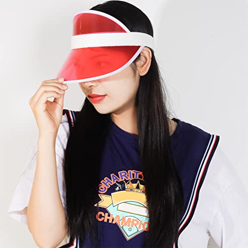 jerbro 5 Stück Sonnenvisier Unisex 80er Jahre Neon Visier Hüte Mützen Caps für Golf Tennis Junggesellenabschiede Pokerpartys Beach Party Sommer Schirmmütze (Gemischt)