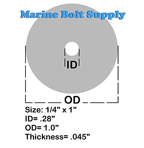 Type 18-8 Stainless Steel Fender Washers Size 1/4" x 1" (pack of 100pcs) Marine Bolt Supply - Thumbnail 2