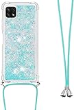 HOUSON for Samsung Galaxy A22 5G Case, Moving Liquid Holographic Sparkle Glitter Case with Crossbody