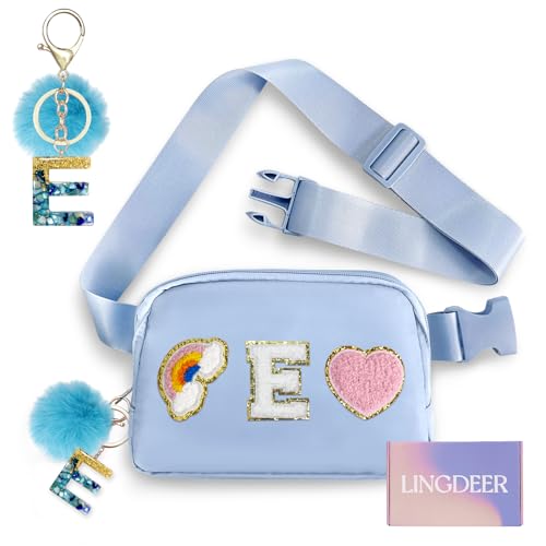 Personalized Makeup Bag with Initial Keychain, Custom Initial Monogram Small Travel Cosmetic Toiletry Bag, Birthday Gifts for Women Bridesmaid Teacher (A)