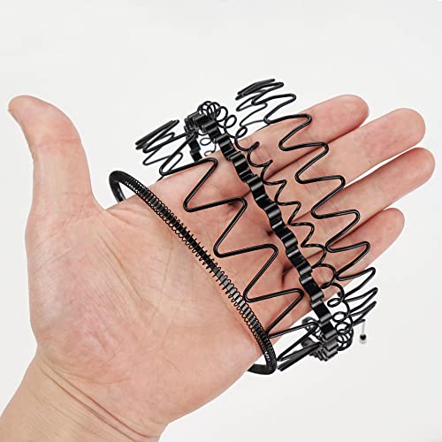 Ayesha 8 Pcs Metal Headbands For Men Women Curly Hair Bands Zig Zag Headbands Black Headbands For Face Washing Sport Workout Yoga #TOP3