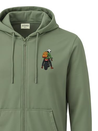 Image of ADRO Men's Regular Fit Zip-Up Hoodie for man | 320 GSM Cotton Poly Fleece Zipper Sweatshirt with Soft Fabric & Printed Hoodies