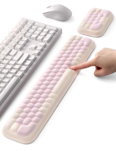 Meatanty Keyboard and Mouse Wrist Rest Set, Computer Wrist Pad Support, Ergonomic Keypad Hand Rest Combo, Memory Foam Typing Desk Accessory Carpal Tunnel Cushion, Laptop Office Home School Women Cute