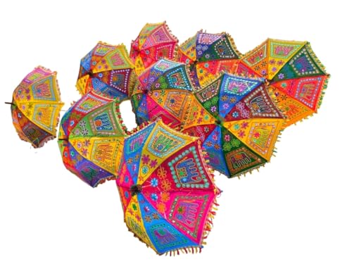 brown leaf Traditional Design Handmade Umbrella For Wedding Diwali Decoration Cotton Umbrella For Party Decor