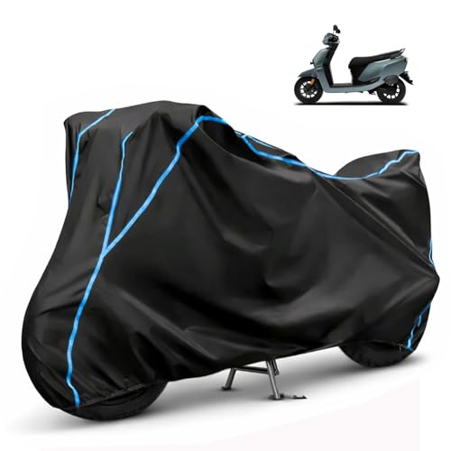 Image of Compatible with Ampere Nexus Waterproof Two Wheeler Scooter Body Cover Water Resistant, Heavy Duty, UV Rays, Dust & Scratch Protection for All-Modal & Variants (Black,Sky Blue Piping)