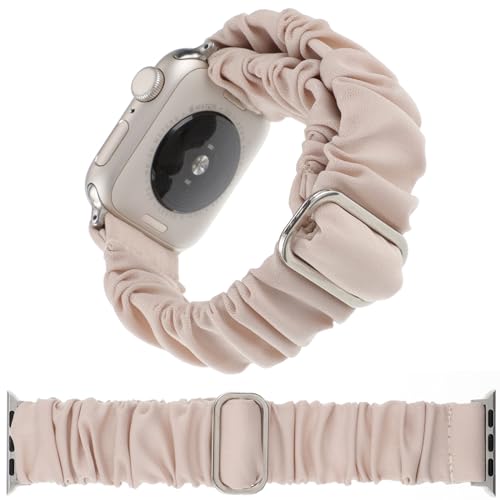 Adjustable Scrunchies Bands Compatible with Apple Watch Band 49mm 45mm 44mm 42mm Stretchy Cloth Elastic Solo Loop Scrunchy Wristband Cute Strap for iWatch SE Series 9 8 7 6 5 4 3 2 1