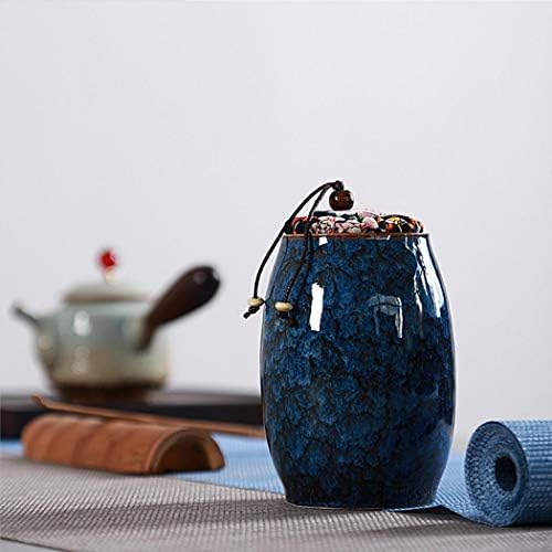 Kitchen Storage Jars with Lids, Vintage Style Tea Coffee Sugar Canisters Ceramics Food Storage Jar for Coffee,Tea,Spices and Nuts (Skyblue)