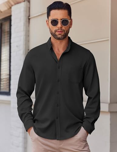 COOFANDY Mens Long Sleeve Button Down Shirt Wrinkle Free Casual Shirt for Men Untucked Shirts with Pocket for Wedding2