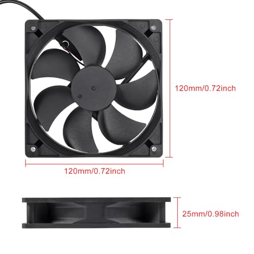 2PCS 12025 Fan 120x120x25mm DC 5V 120mm x 25mm USB Brushless Cooling PC Fan, Replacement Ball Bearing 120mm Fan for Cooling DIY PC Computer Case Fan - USB