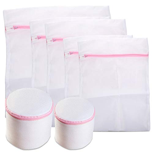 FRMARCH Heavy Duty Mesh Laundry Bag- Set of 7 Washing Bag with Zipper for Intimates Garment Delicate Bra Lingerie Underwear-Blue