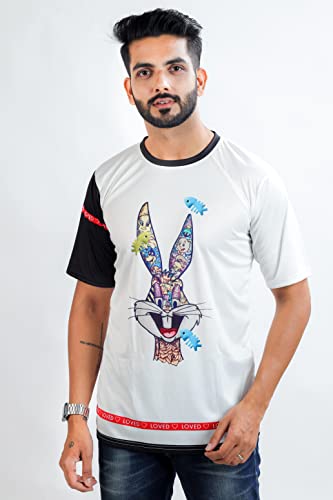 Image of HARPITA Men's Round Neck Half Sleeve Slim Fit Digital Printed Lycra T-Shirt