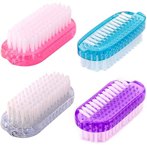 Cleaning Nail Brush Two Sided Hand Fingernail Scrub Brush Soft Stiff Bristles Nails Toes Scrubber For Men Women Kids,4 Pcs #TOP5
