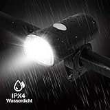 Opard Fahrradlicht, Fahrradbeleuchtung LED, 2 Licht-Modi Fahrradlampe USB aufladbar/StVZO Zugelassen...