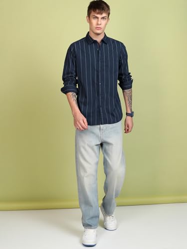 Image of Highlander Men's Slim Fit Striped Shirt | Full Sleeves | Everyday Wear Stylish Shirt for Men