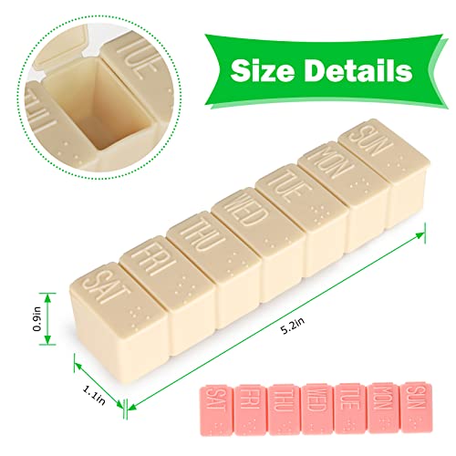 Image of 2Pack Weekly Pill Organizer,7 Days Pill Cases Travel Daily Pill Box Medicine Organizer Pill Box 7 Day Pill Organizer Weekly for Fish Oil, Calcium Tablets Supplements (Pink+Beige)