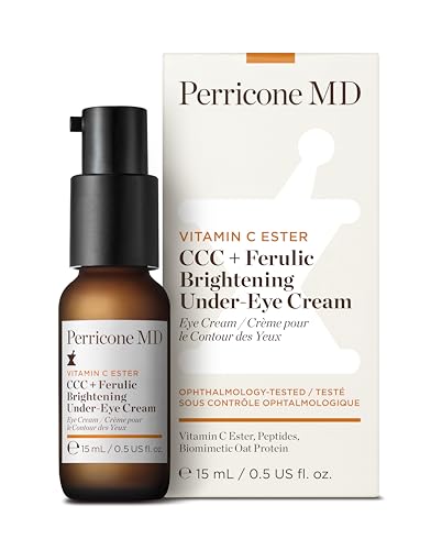 Perricone MD Vitamin C Ester CCC+ Ferulic Brightening Under Eye Cream, 0.5 fl. oz.   Brightening Eye Cream with 3 Forms of Vitamin C & Ferulic Acid – Reduces Dark Circles – Ophthalmologist Tested