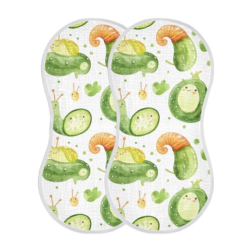 xigua Cute Snails and Cucumbers Baby Burp Cloths for Newborn Boys and Girls 4 Pack, Soft & Absorbent Cotton Baby Burp Cloth, Baby Washcloths, Newborn Towel, Burp Rags2