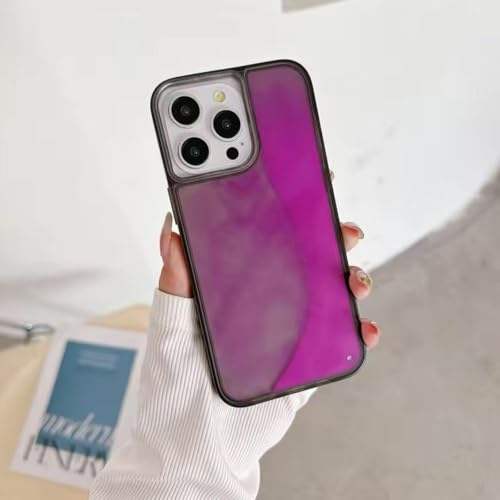 Coque violette pour iPhone 16 Pro Max effet sable mouvant phosphorescent haute finition