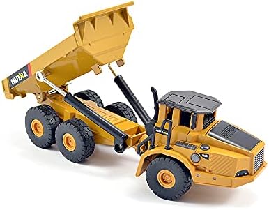 HuiNa 1/50 DIECAST 6-WHEEL DUMP TRUCK STATIC MODEL, Yellow - Image 4