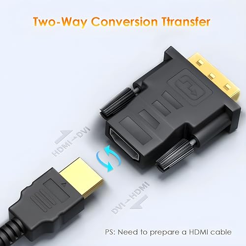 Image of DVI to HDMI Adapter Bi-Directional DVI Male to HDMI Female Converter HDTV (24+1) Support 1080P, 3D for PS3,PS4,TV Box,Blu-ray,Projector,etc.