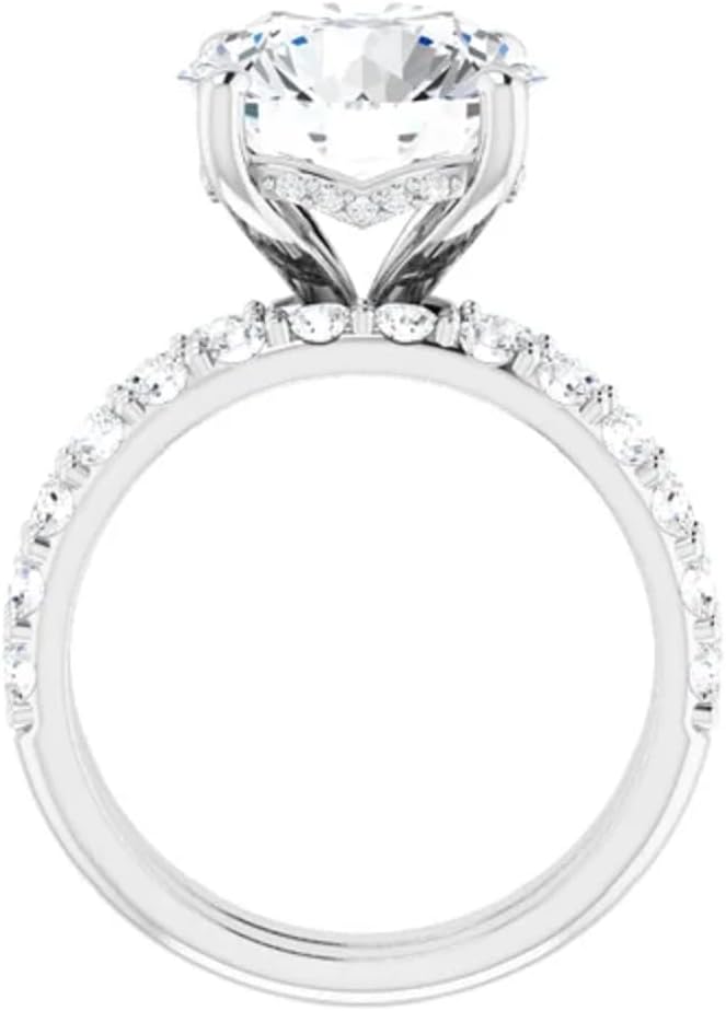 LOVE BAND 5 CT Moissanite Ring Set Round Moissanite Engagement Ring & Wedding Bridal Ring Set In 10k 14k 18k Gold & 925 Sterling Silver Christmas Ring for Women