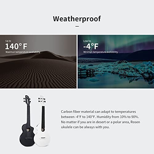 Rosen Concert Ukulele Nova 23 Inch Carbon Fiber Travel Ukelele For Adult Kids Beginners Kit Includes Book thumb #3