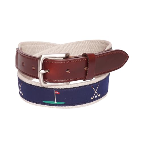 YRI Belts Men's Navy 18th Hole Ribbon Belt (Made in USA) Product