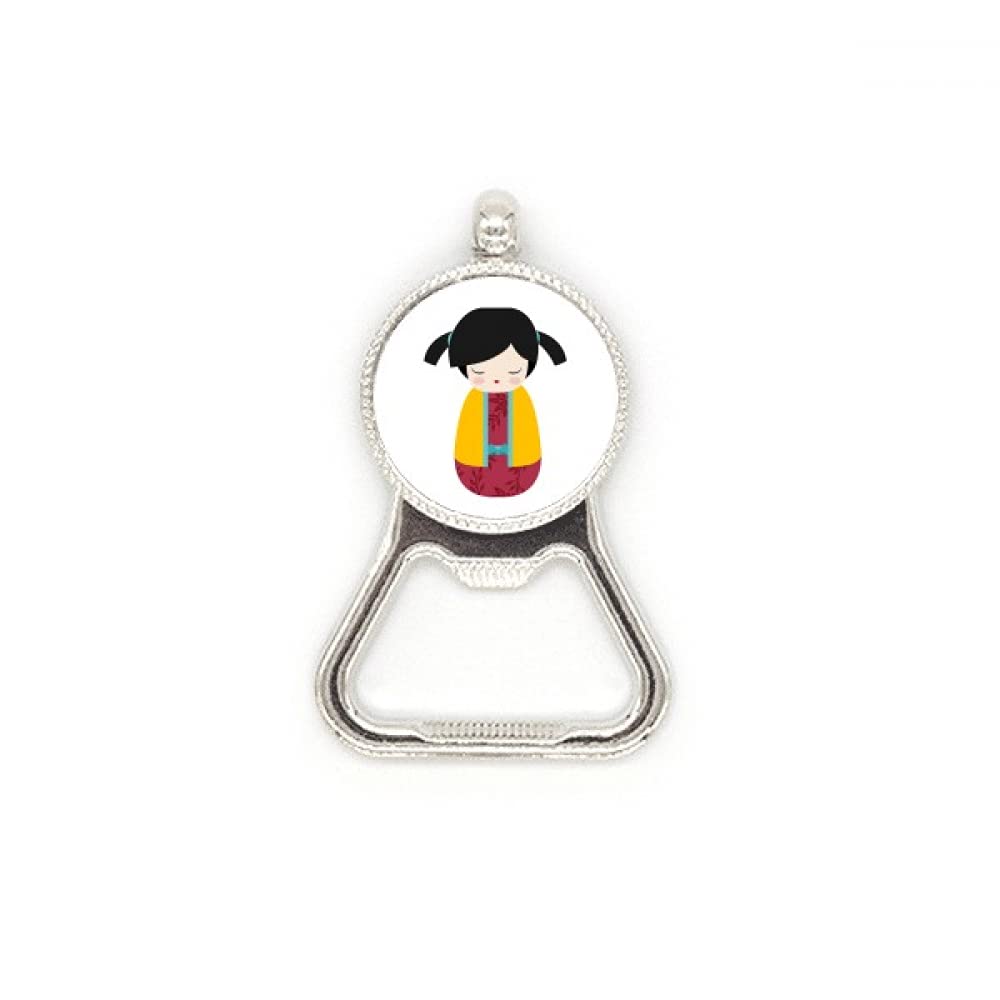 Ouvre-bouteille en acier inoxydable motif poupée japonaise jaune le cadeau original pour amateurs
