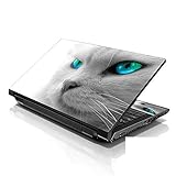 LSS Laptop 15 15.6 Skin Cover with Colorful Blue Eyed Cat Pattern for HP Dell Lenovo Apple Asus Acer Compaq - Fits 13.3' 14' 15.6' 16' (2 Wrist Pads Free)