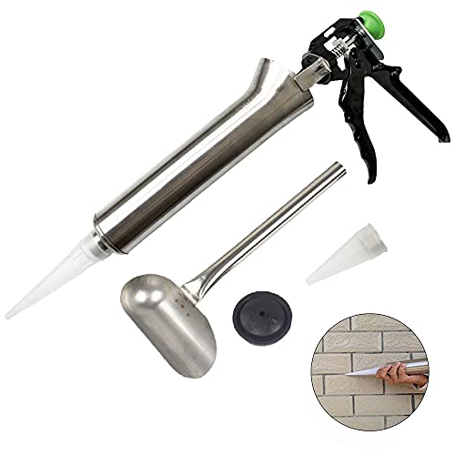 Grouting Tool, Hand Caulking Guns, Cement Grout Mortar Caulk Pointing Grouting Gun, Mortar Pointing Grouting Gun Cement Spray Applicator Tool w/ 2 Nozzle