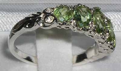 925 Sterling Silver Real Genuine Peridot Womens Band Ring3