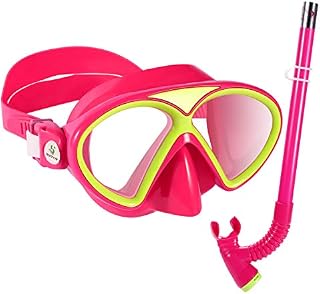 KUYOU Kids Snorkel Set, Children Anti-Fog Scuba Diving Mask Swimming Goggles Semi-Dry Snorkel