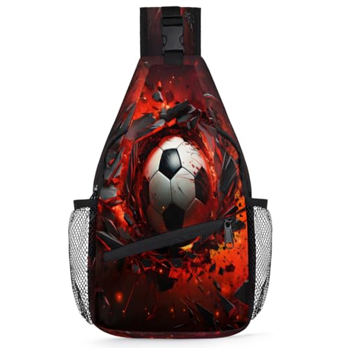 Football Cool Sling Bag Crossbody Sling Backpack Hiking Daypack for Men Women Chest Bag for Travel Running