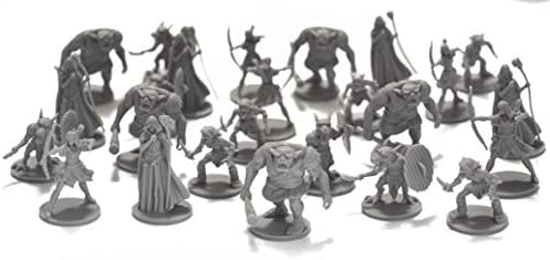 25 Fantasy Miniatures for Tabletop/Dungeons and Dragons Roleplaying Games - Bulk Minis Unpainted- Enemies and Monster Figures Starter Set - Compatible with DND D & D Made by Drunkn Dragon
