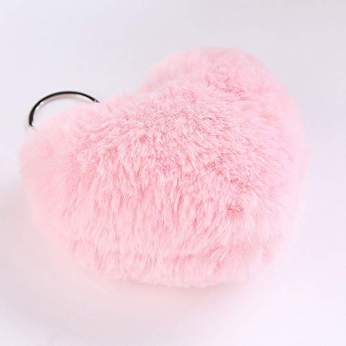 Soleebee Soft Artificial Rabbit Fur Keychain Love Heart Plush Key Ring Cute Bag Charm For Women Girls (Black) #TOP5