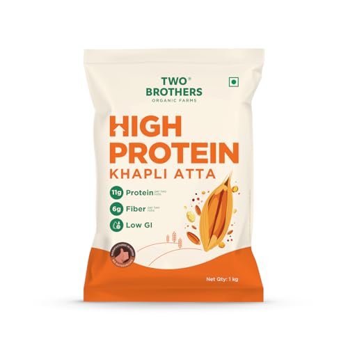 Image of Two Brothers Organic Farms - Khapli Protein Atta (1kg) | Certified Glyphosate-Free | 11g Protein & 6g Fiber Per 2 Rotis | Low GI Emmer Wheat | 2X Protein vs Regular Atta | No Additives | Slow-Milled
