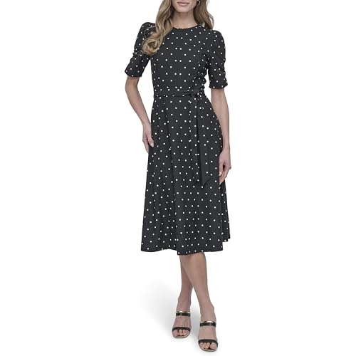 Image of DKNY Women's Jewel Neck Scuba Crepe Dress