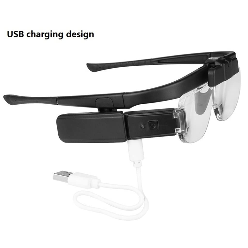 Lupa con luz, Gafas Plegables, Lupa Recargable, Herramienta de Lectura, reparación, 3 Lentes Ajustables,