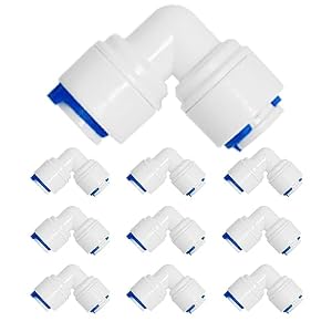 10 Pcs RO Wasserfilter Fitting, Ellenbogen Schnelle Steckverbindung, für 1/4 Zoll (6.5mm) Schlauch, Kühlschrankschlauch, Wasserschlauch