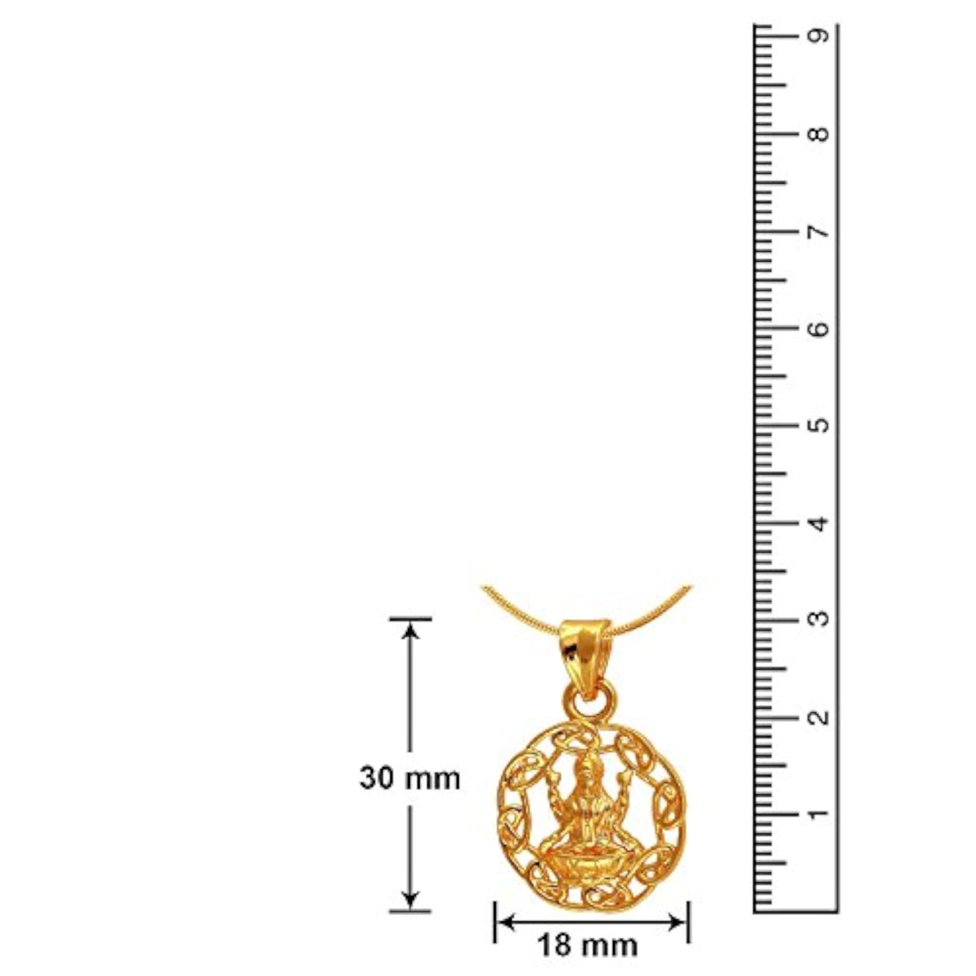 Exa Collection Laxmi Circle Plated Religious God Pendant with Chain