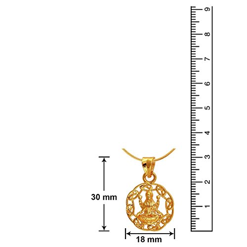 Exa Collection Laxmi Circle Plated Religious God Pendant with Chain