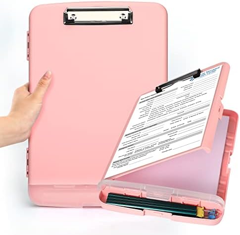 YEAHVIY Clipboard with Storage, Clip Boards 8.5x11 with Storage, Large Capacity Nursing Clipboards with Pen Holder, Heavy Duty Plastic Storage Clipboard Folder with Low Profile Clip, Side-Opening
