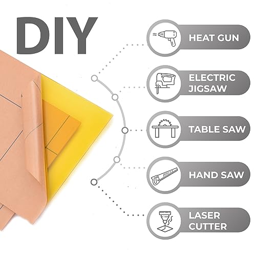 Image of 6 PCS Yellow Transparent Cast Acrylic Sheets 8 inch x 12 inch x 0.118 inch, Plexiglass Plastic Sheet for Laser Cutting, Engraving Signs, DIY Projects.