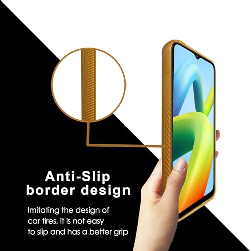 Image of A rtistque Premium Thread Leather Back Cover Case for Poco C50 / Mi Redmi A1 Plus /Mi Redmi A2 Plus | Drop Protection | Smooth Grip | Raised Camera Edges - Brown